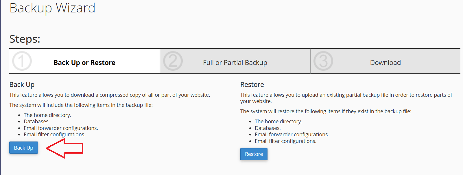 ورود به backup Wizard برای بکاپ گرفتن